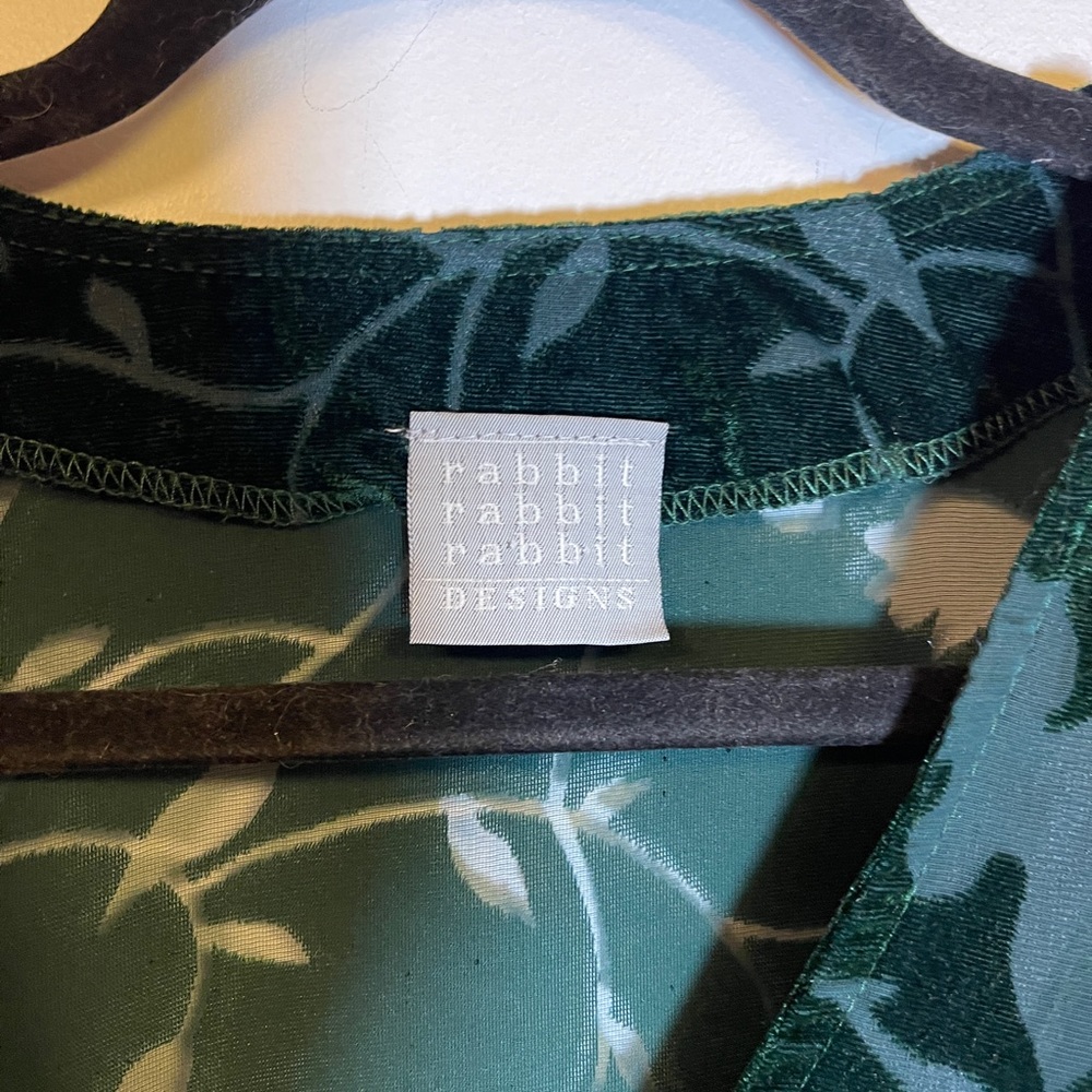 Rabbit Rabbit Rabbit Designs Green Burnt Velvet‎ Cardigan Button Front Jacket 12 - Picture 5 of 6